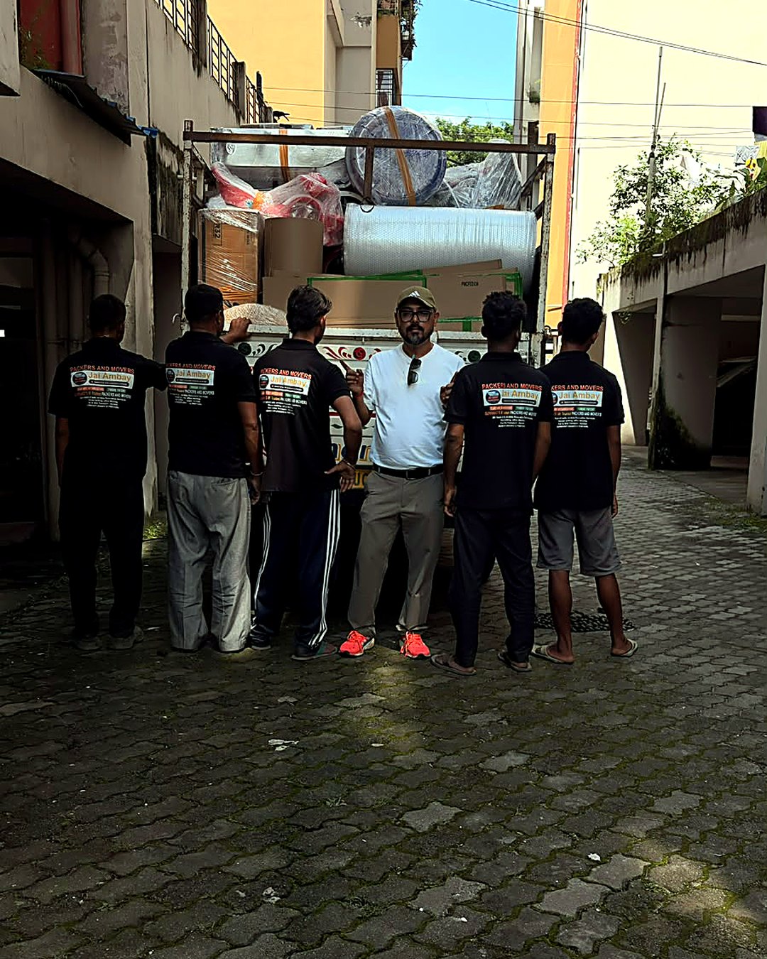 Jai Ambay Packers and Movers team led by Biswaraj Chanda in Guwahati